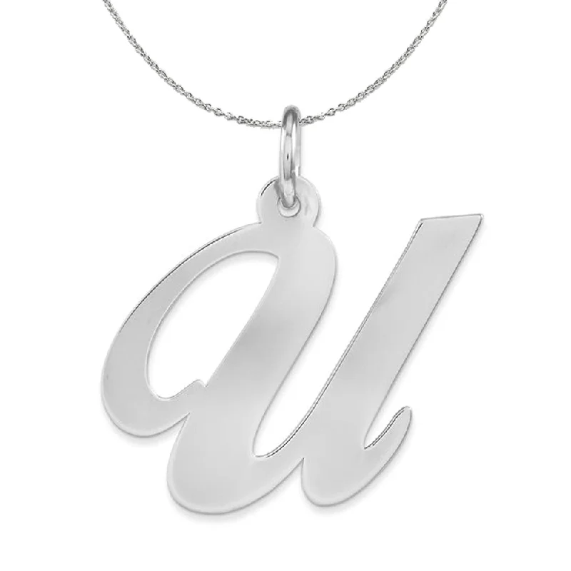 Sealed gem necklace-Sterling Silver, Ella Collection, LG Fancy Script Initial U Necklace