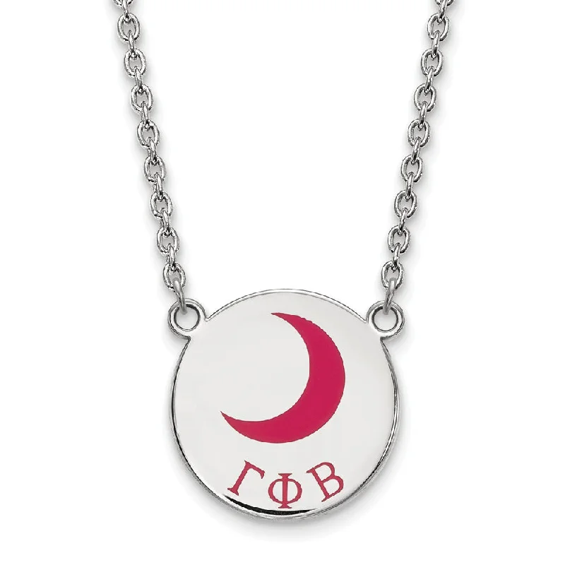 Sterling Silver Gamma Phi Beta Large Enamel Necklace