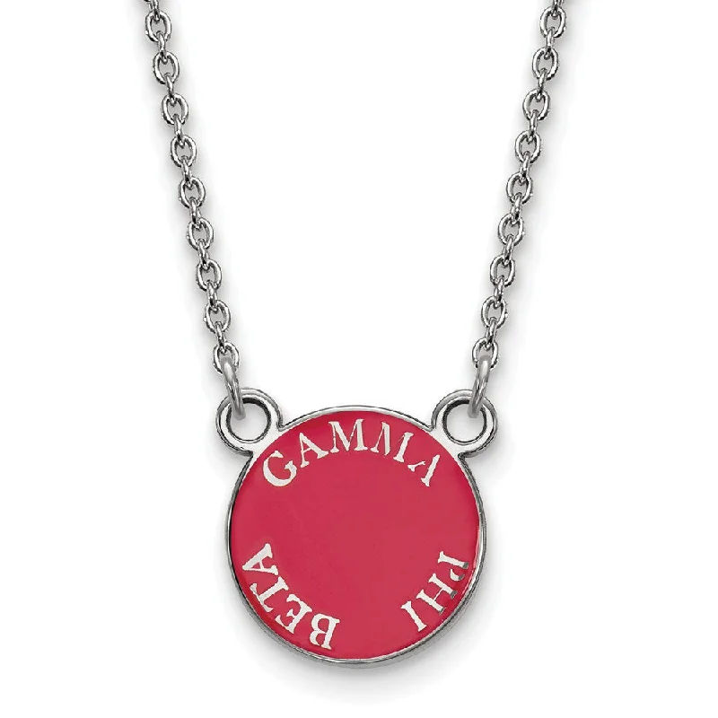 Sunken ridge necklace-Sterling Silver Gamma Phi Beta Small Enamel Disc Necklace