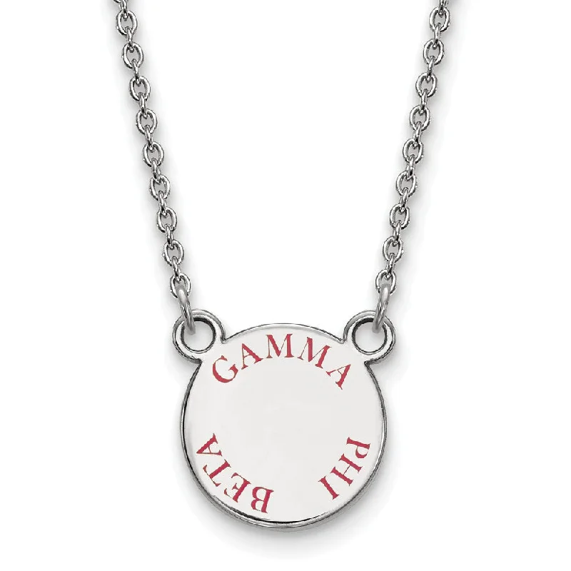 Oval opal necklace-Sterling Silver Gamma Phi Beta Small Red Enamel Necklace