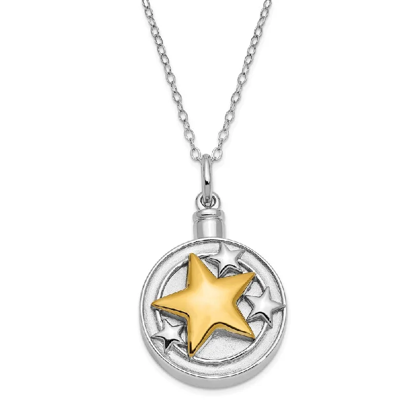 Sterling Silver & Gold Plated Star Ash Holder Necklace, 18 Inch