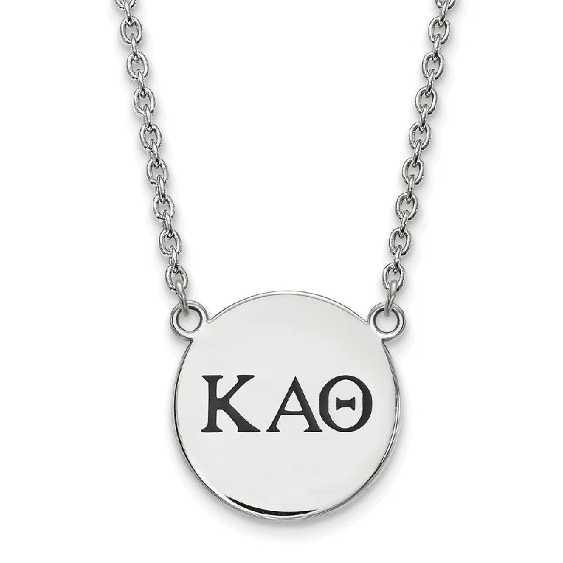 Copper forged necklace-Sterling Silver Kappa Alpha Theta Large Enamel Greek Letters Necklace