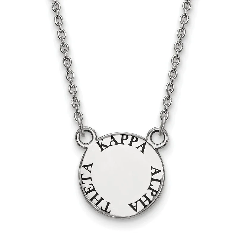 Shimmer spark necklace-Sterling Silver Kappa Alpha Theta Small Black Enamel Necklace