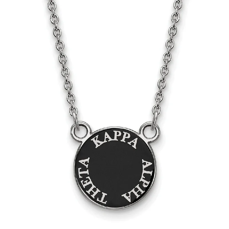 Glossy gem necklace-Sterling Silver Kappa Alpha Theta Small Enamel Disc Necklace