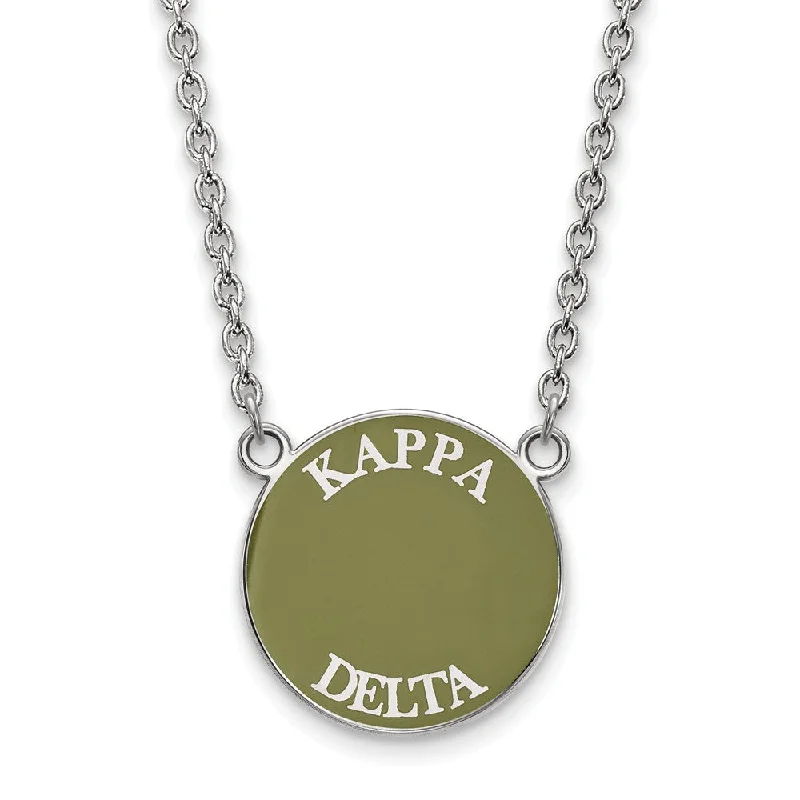 Sterling Silver Kappa Delta Large Enamel Disc Necklace