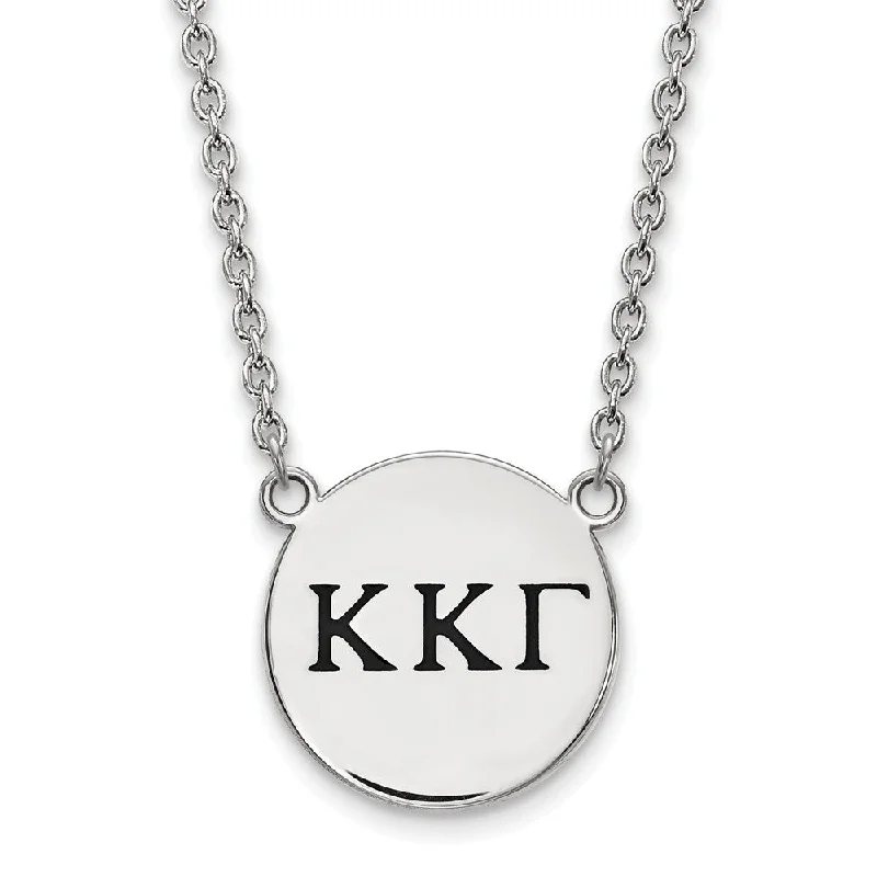 Pivot gem necklace-Sterling Silver Kappa Kappa Gamma Large Enamel Greek Letters Necklace