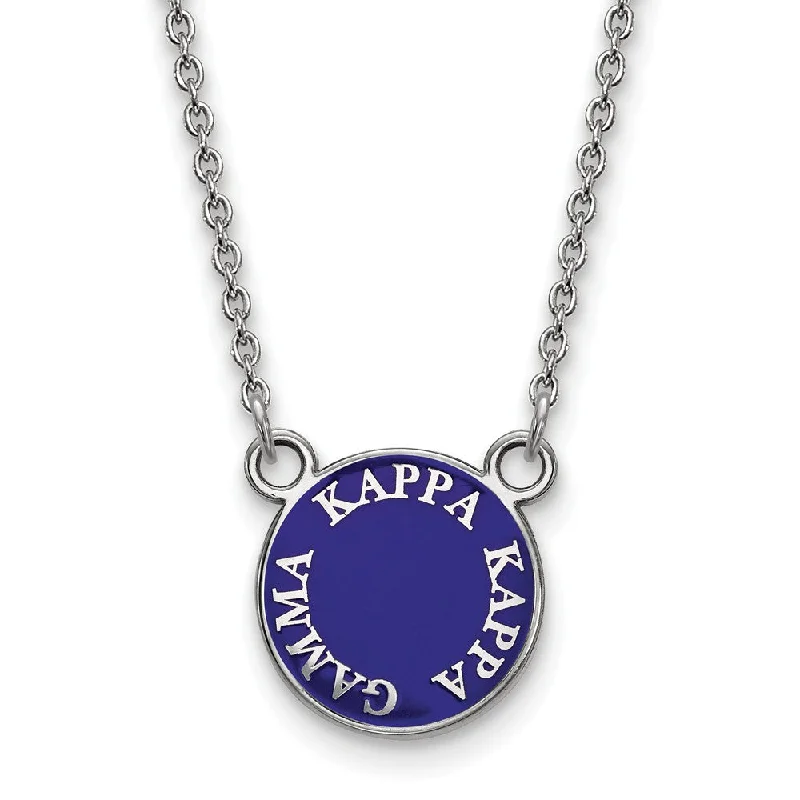 Twisted metal necklace-Sterling Silver Kappa Kappa Gamma Small Enamel Disc Necklace