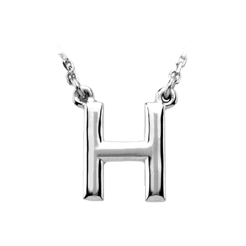 Sterling Silver, Kendall Collection, Block Initial H Necklace, 16 Inch