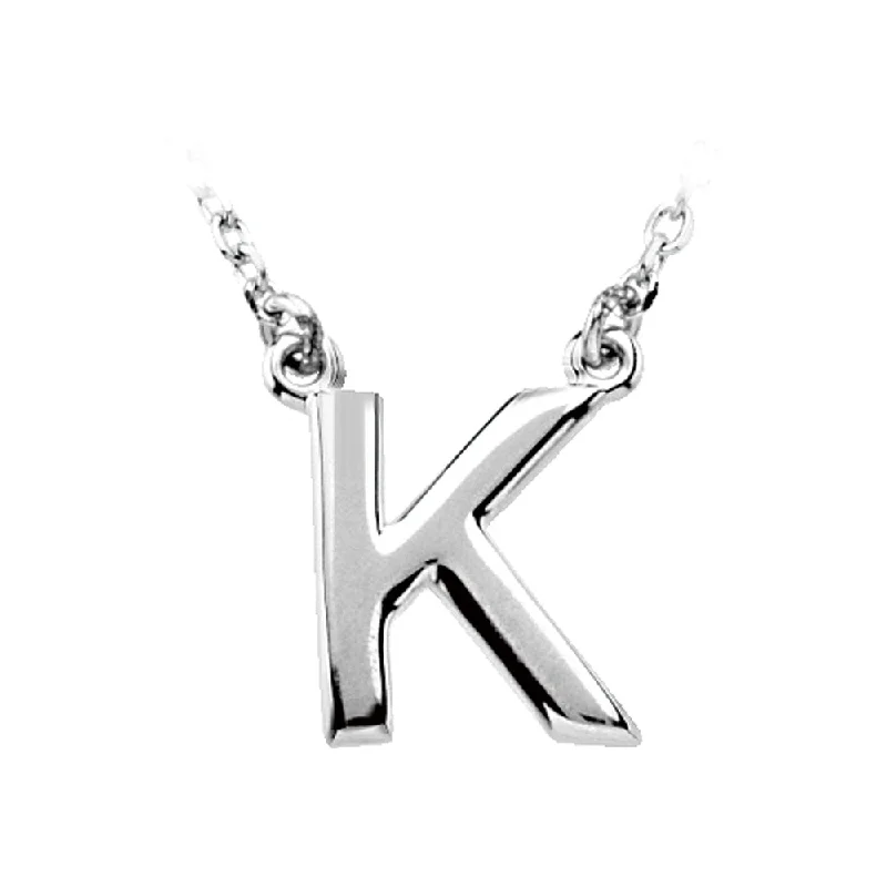 Sterling Silver, Kendall Collection, Block Initial K Necklace, 16 Inch