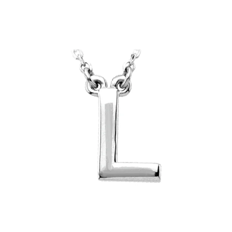 Sterling Silver, Kendall Collection, Block Initial L Necklace, 16 Inch