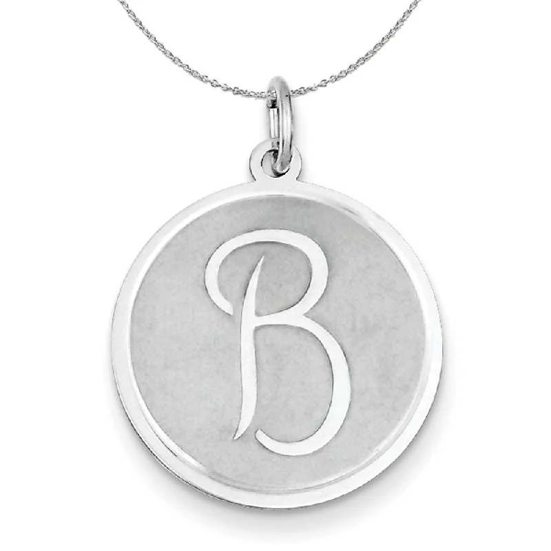 Sterling Silver, Makayla Collection, 20mm Disc Initial B Necklace