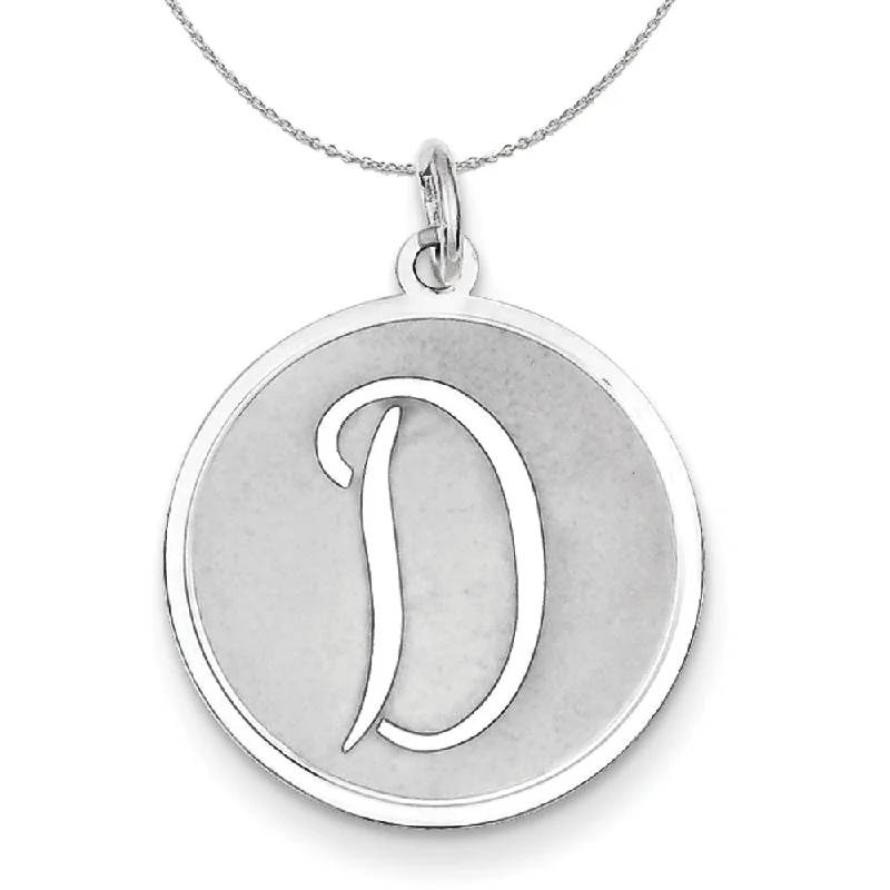 Sterling Silver, Makayla Collection, 20mm Disc Initial D Necklace