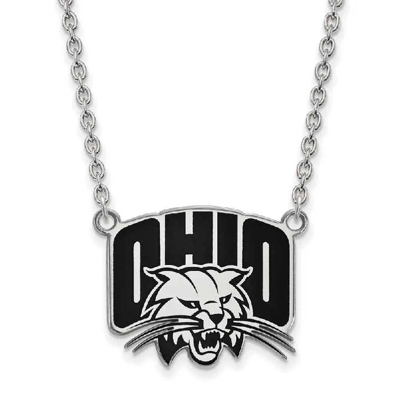 Sterling Silver Ohio U Large Enamel Pendant Necklace