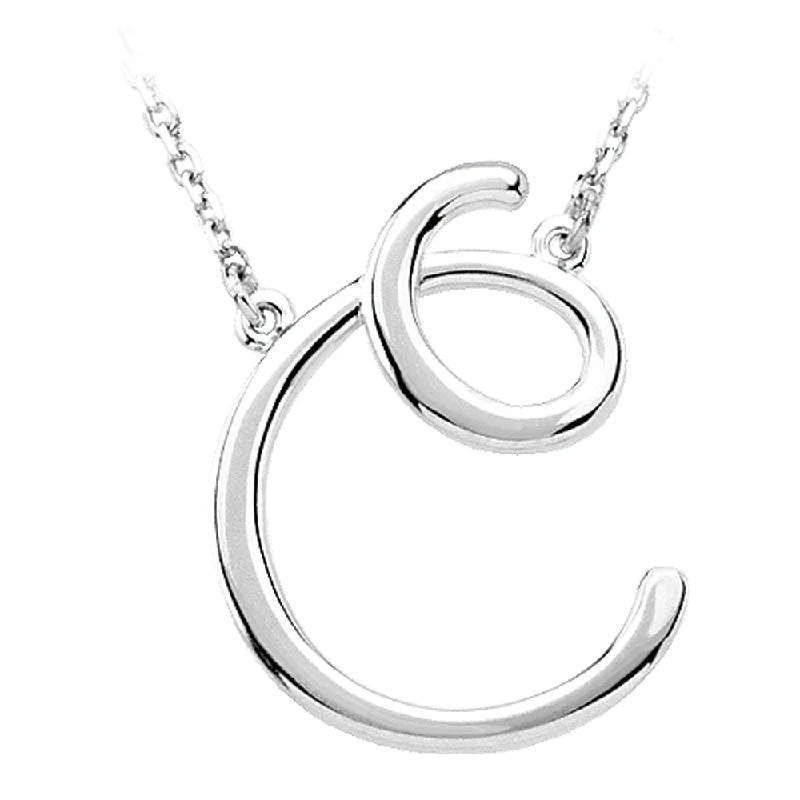 Sterling Silver, Olivia Collection, Medium Script Initial C Necklace