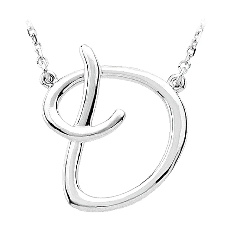 Sterling Silver, Olivia Collection, Medium Script Initial D Necklace