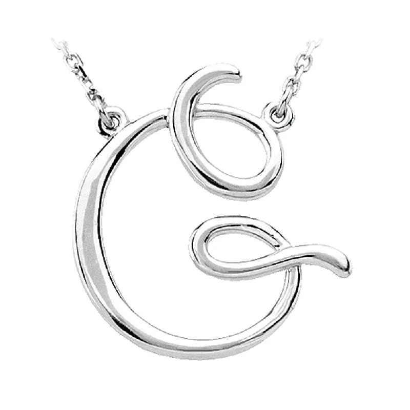 Sterling Silver, Olivia Collection, Medium Script Initial G Necklace