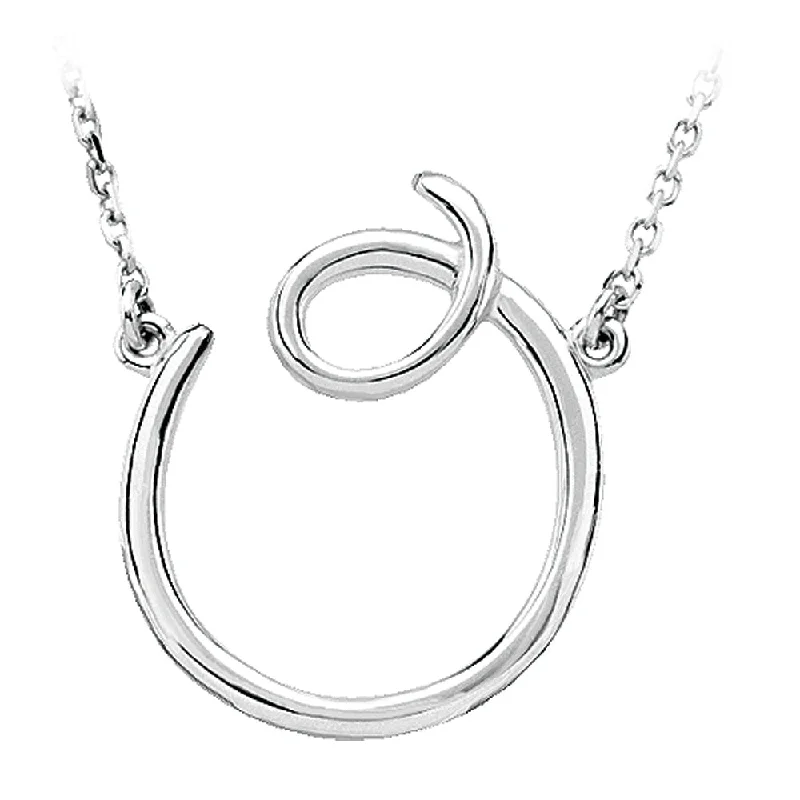 Crest ridge necklace-Sterling Silver, Olivia Collection, Medium Script Initial O Necklace