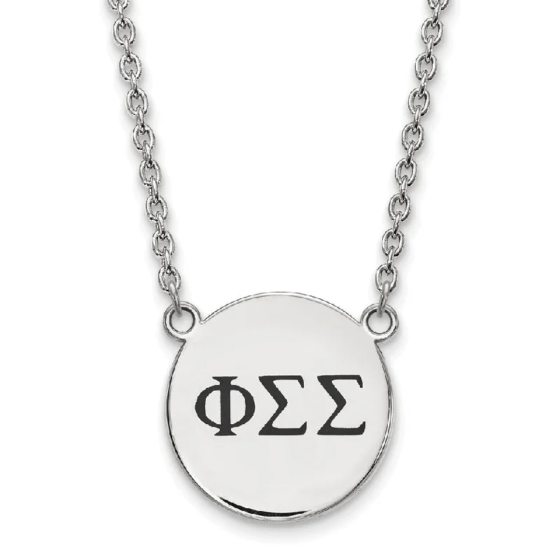 Sterling Silver Phi Sigma Sigma Large Enamel Greek Letters Necklace