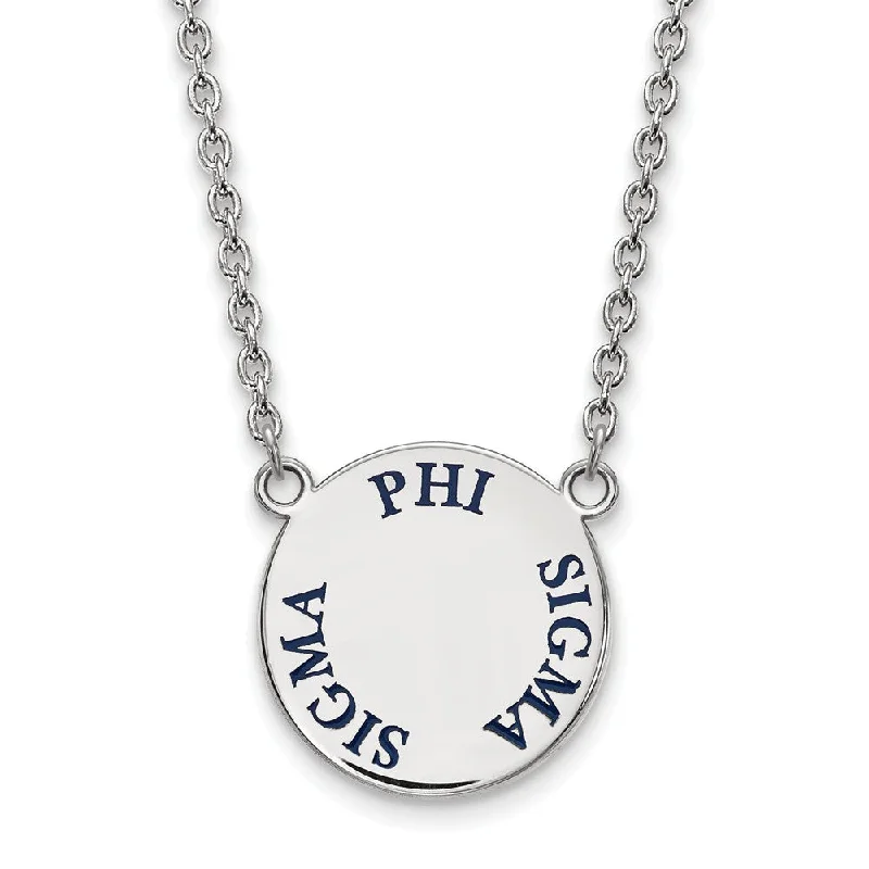 Micro shard necklace-Sterling Silver Phi Sigma Sigma Large Blue Enamel Necklace