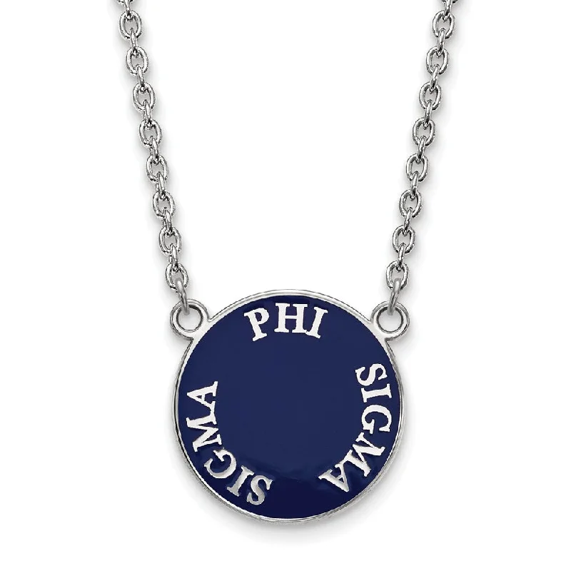 Ash bead necklace-Sterling Silver Phi Sigma Sigma Large Enamel Disc Necklace