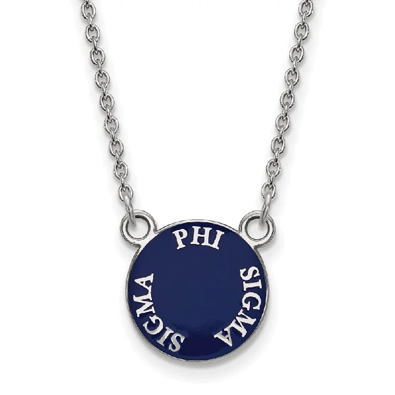 Kite zircon necklace-Sterling Silver Phi Sigma Sigma Small Enamel Disc Necklace