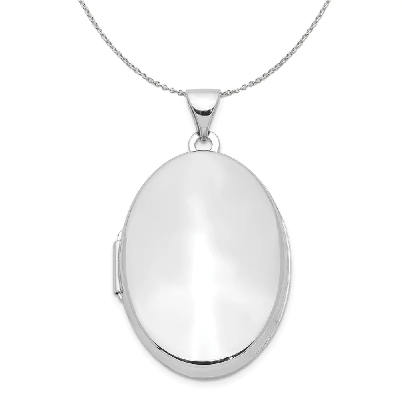 Maple grain necklace-Sterling Silver Polished Domed Oval Locket, 26mm Necklace