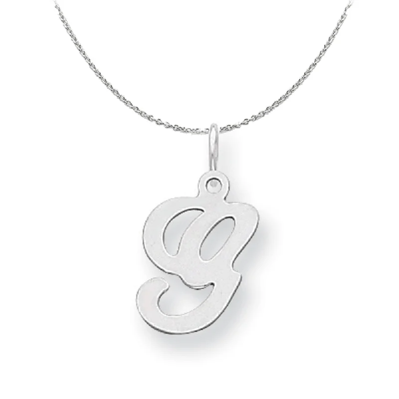 Steel chain necklace-Sterling Silver, Sophia Collection, Small Script Initial G Necklace