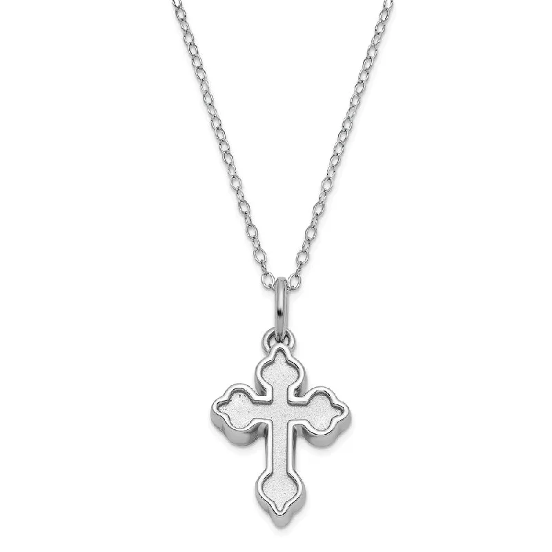 Sage twig necklace-Sterling Silver Welcome Home Matte Cross Ash Holder Necklace, 18 Inch