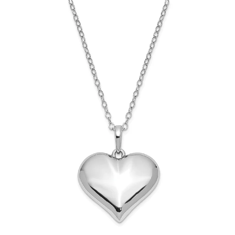 Stamped pattern necklace-Sterling Silver Without You Polished Heart Ash Holder Necklace, 18in