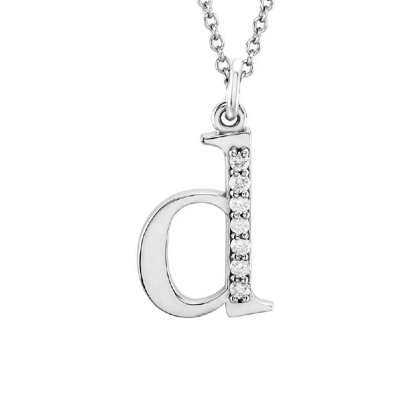 The Abbey 14k White Gold Diamond Lower Case Initial 'd' Necklace 16 In