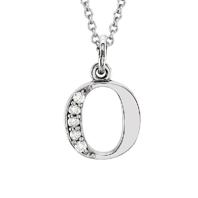 The Abbey 14k White Gold Diamond Lower Case Initial 'o' Necklace 16 In