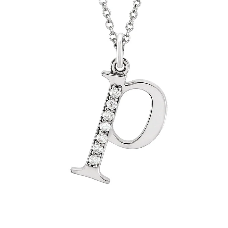 The Abbey 14k White Gold Diamond Lower Case Initial 'p' Necklace 16 In