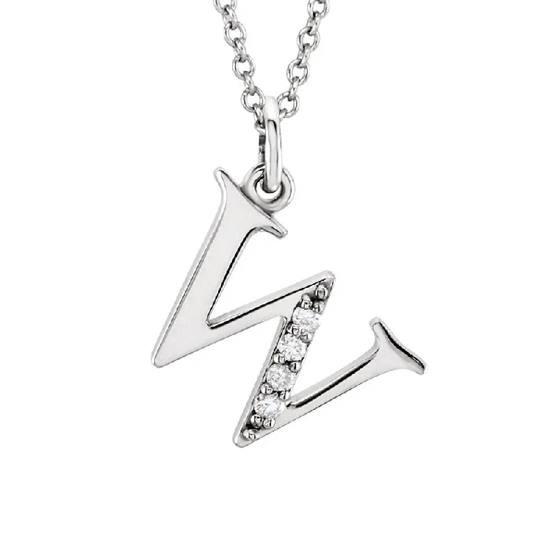 Alloy blend necklace-The Abbey 14k White Gold Diamond Lower Case Initial 'w' Necklace 16 In