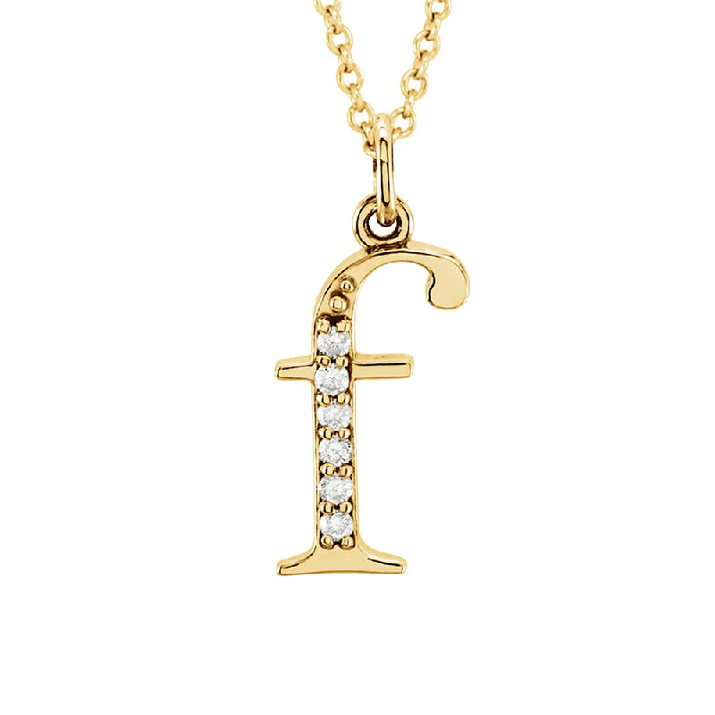 The Abbey 14k Yellow Diamond Lower Case Initial 'f' Necklace 16 Inch