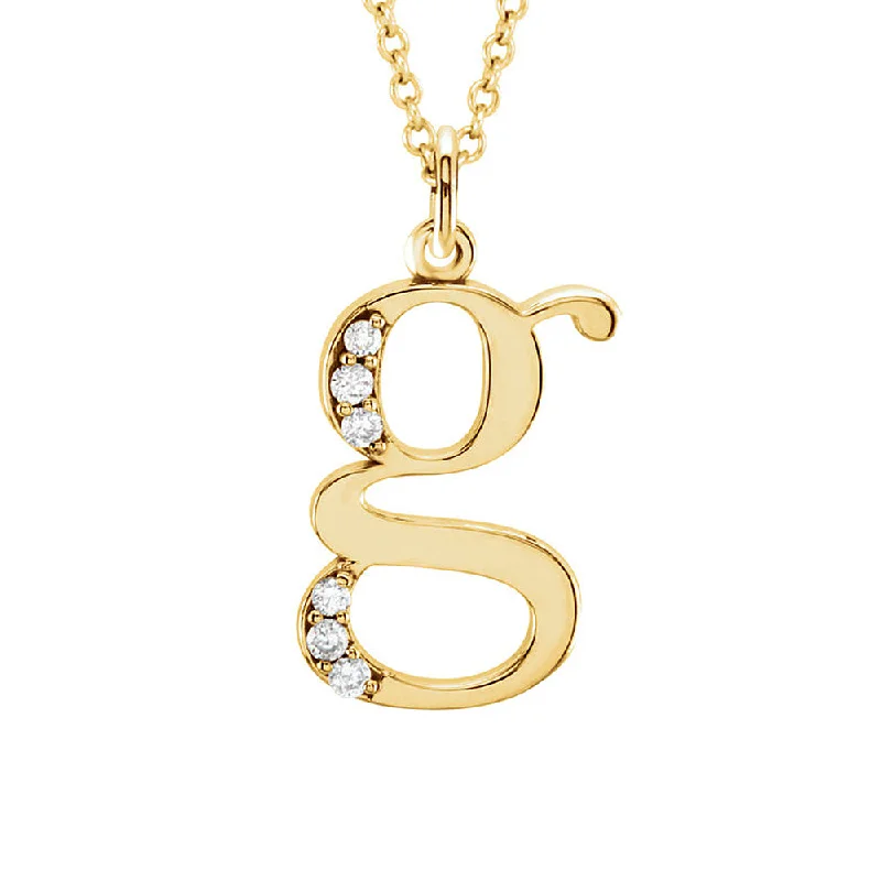 Bent twig necklace-The Abbey 14k Yellow Diamond Lower Case Initial 'g' Necklace 16 Inch