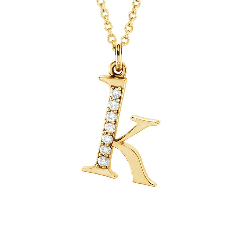 The Abbey 14k Yellow Diamond Lower Case Initial 'k' Necklace 16 Inch