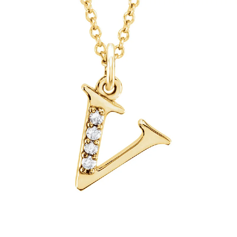 Chia bud necklace-The Abbey 14k Yellow Diamond Lower Case Initial 'v' Necklace 16 Inch