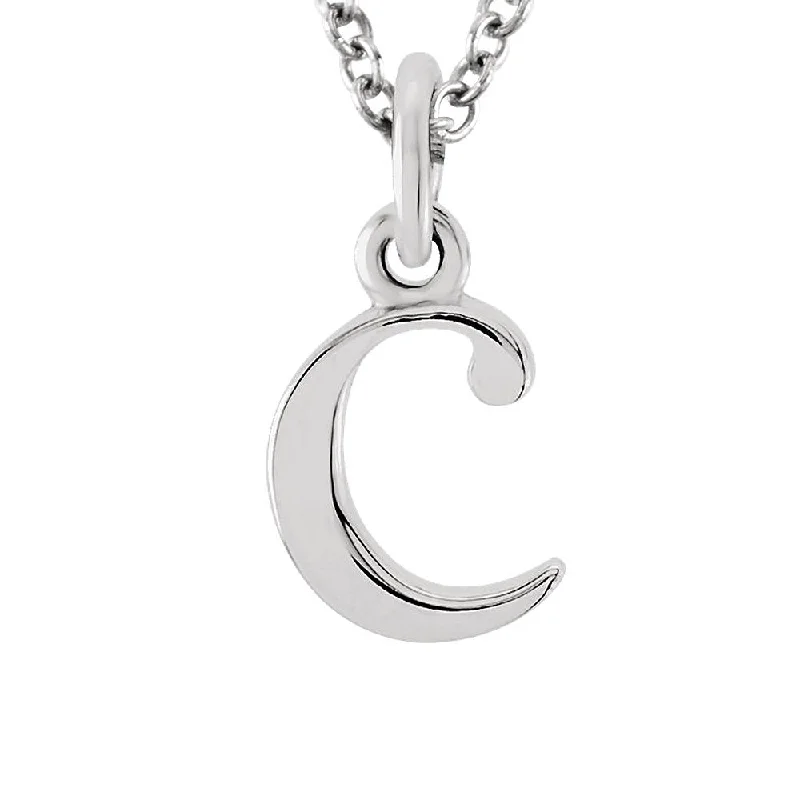 The Abbey Lower Case Initial 'c' Necklace in 14k White Gold, 16 Inch