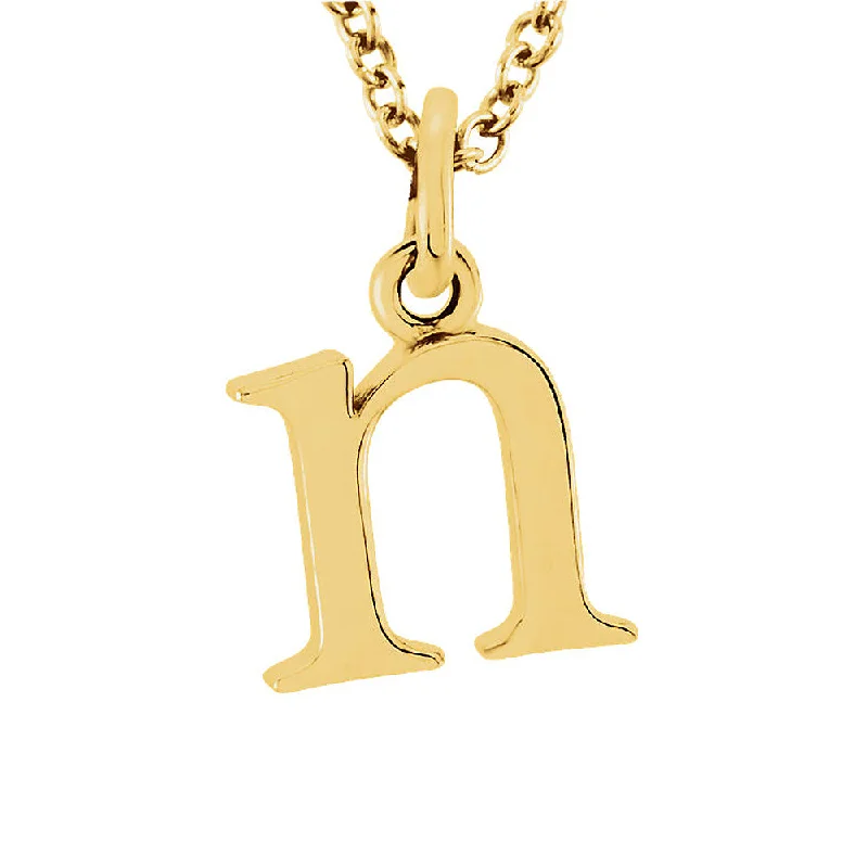 Sage twig necklace-The Abbey Lower Case Initial 'n' Necklace in 14k Yellow Gold, 16 Inch