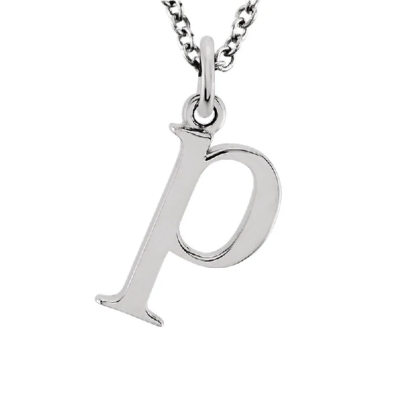 The Abbey Lower Case Initial 'p' Necklace in 14k White Gold, 16 Inch