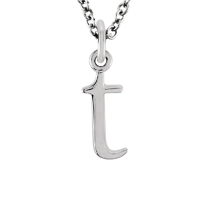 The Abbey Lower Case Initial 't' Necklace in 14k White Gold, 16 Inch