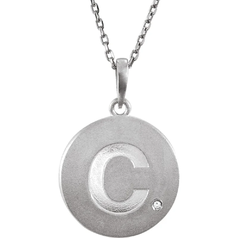 Overlaid layer necklace-The Emma Sterling Silver Diamond Block Initial C Disc Necklace, 18 In.