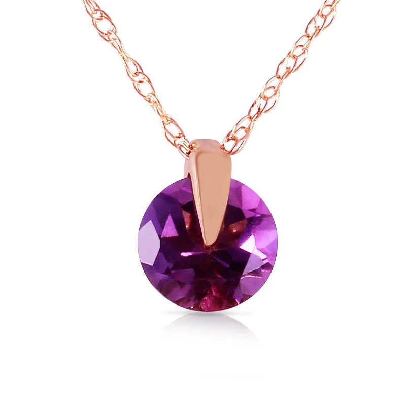 Plaid weave necklace-0.75 Carat 14K Solid Rose Gold Sundisk Amethyst Necklace