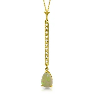 Toasted timber necklace-0.82 Carat 14K Solid Yellow Gold Necklace Diamond Opal