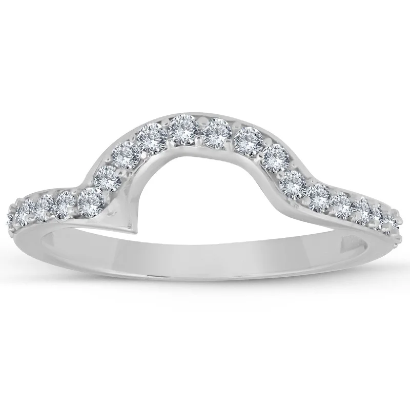 Twin stone ring-1/2 cttw 14k White Gold Diamond Curved Contour Band For 2 Stone Ring