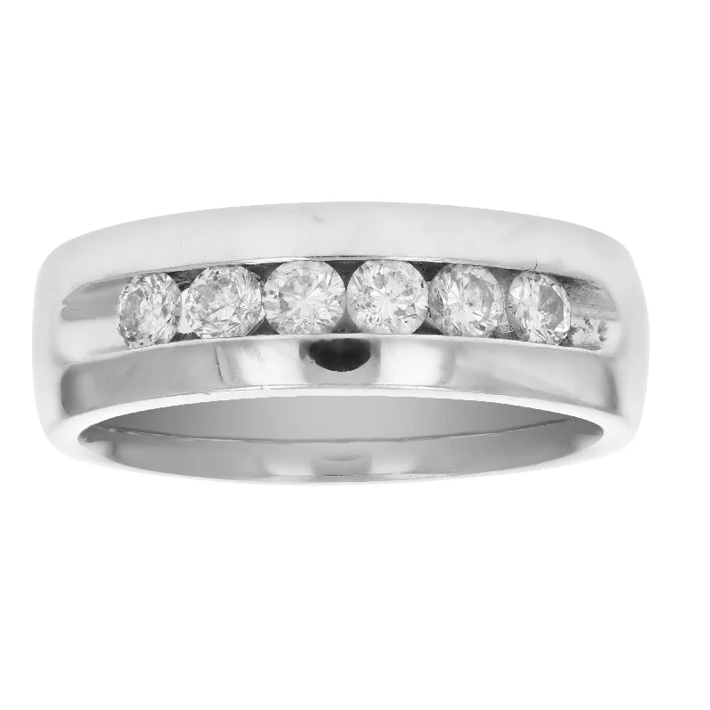 Root curl ring-1/2 cttw SI2-I1 14K Gold Machine Set Diamond Wedding Band