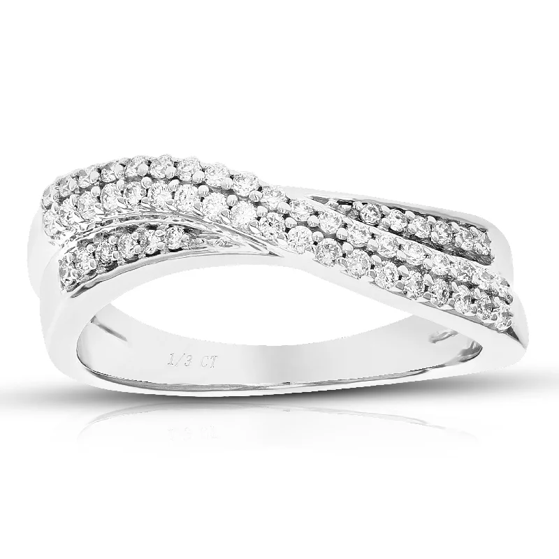 Braided cord ring-1/3 cttw Round Lab Grown Diamond Wedding Engagement Ring .925 Sterling Silver Prong Set