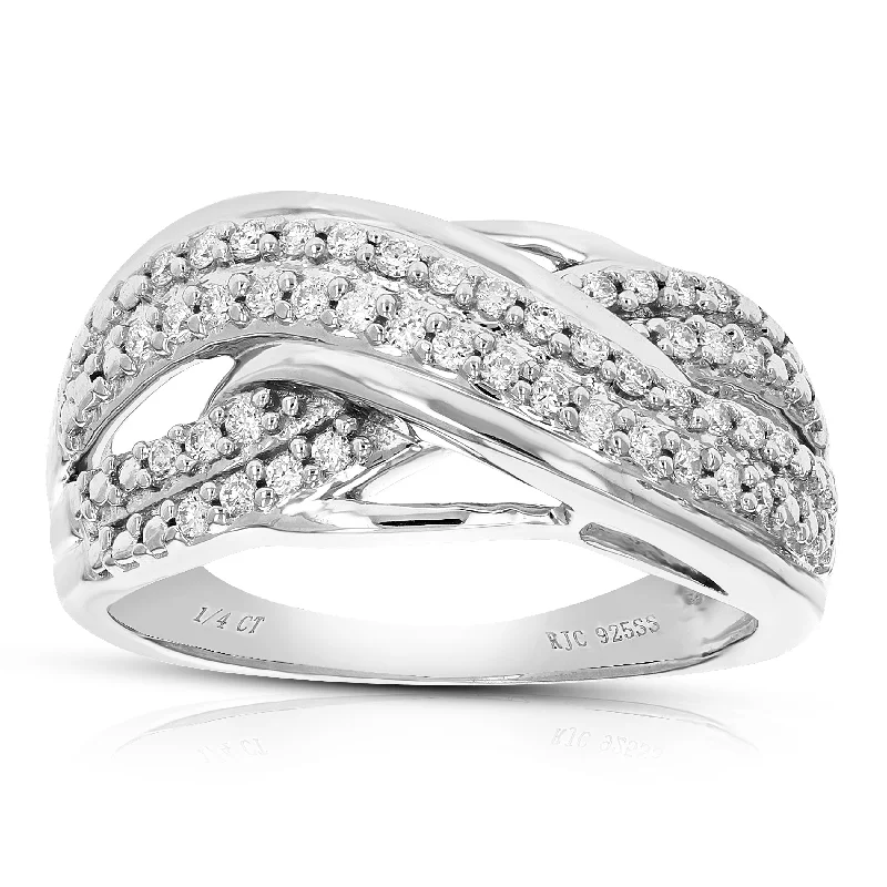 Vine twist ring-1/4 cttw Round Cut Lab Grown Diamond .925 Sterling Silver Wedding Engagement Ring