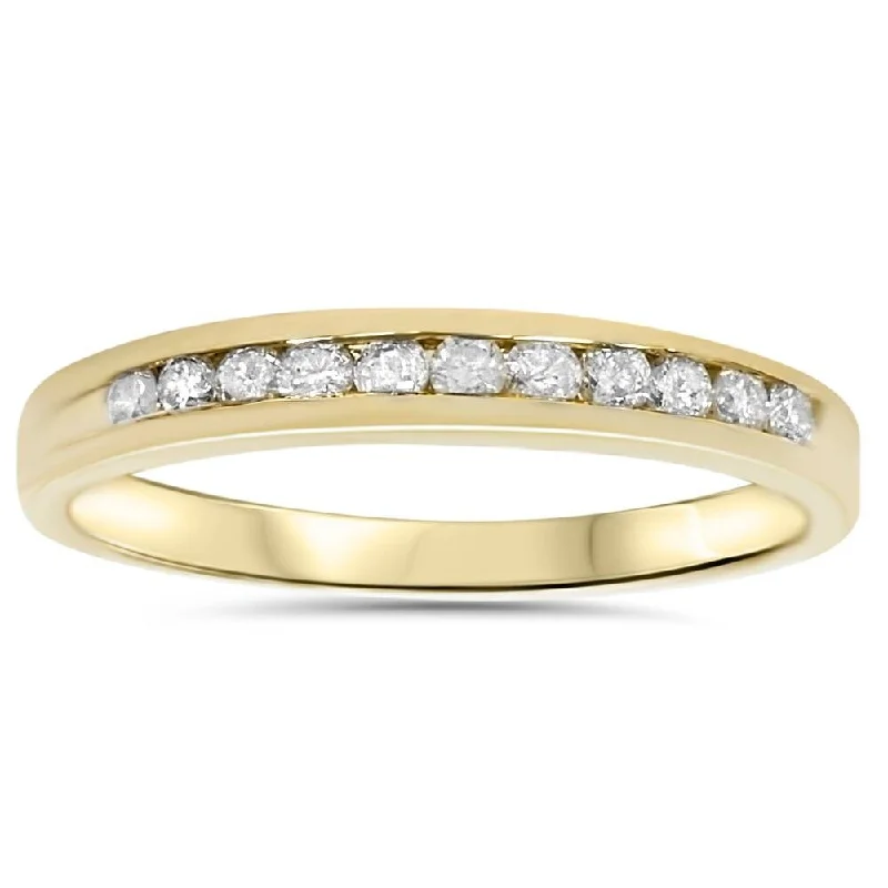 Sea moss ring-1/4ct 14K Yellow Gold Diamond Wedding Guard Stack Ring