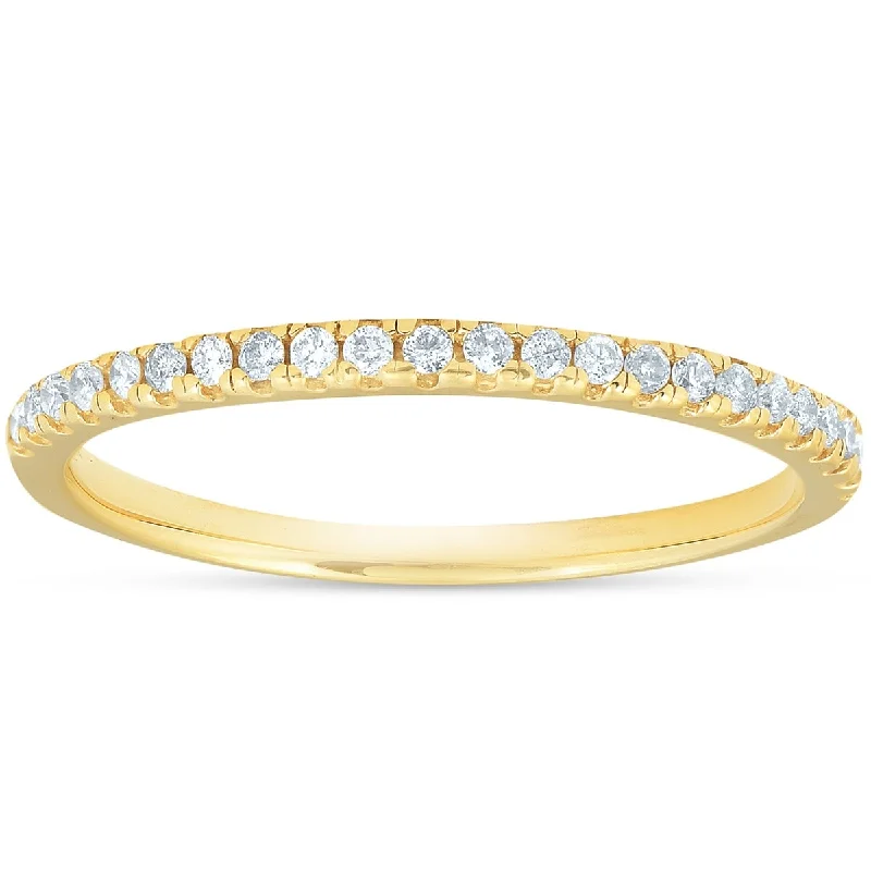 Reclaimed relic ring-1/5CT Diamond Wedding Ring Womens Stackable Band 10k Yellow Gold